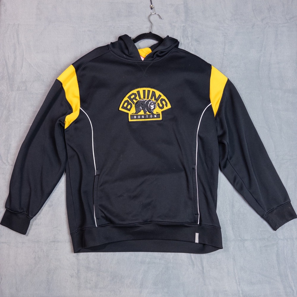 Reebok Boston Bruins Hoodie Mens XL Black Yellow NHL Face Off 8319A 09 Good